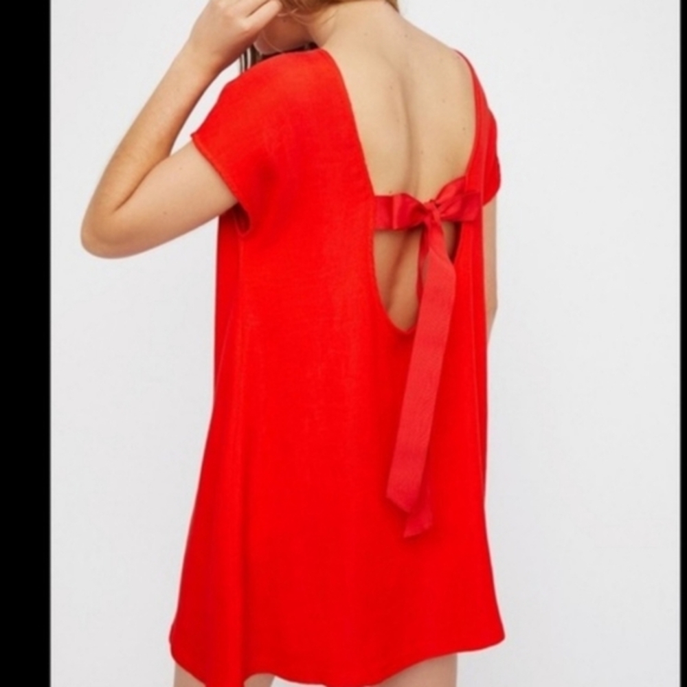 Free People Rebound Red Mini Dress Bow M